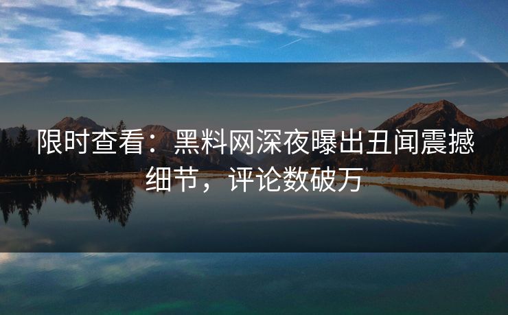 限时查看：黑料网深夜曝出丑闻震撼细节，评论数破万