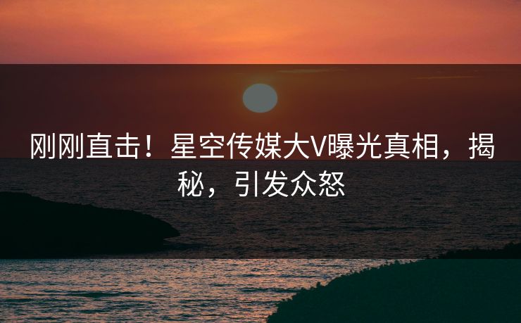 刚刚直击！星空传媒大V曝光真相，揭秘，引发众怒