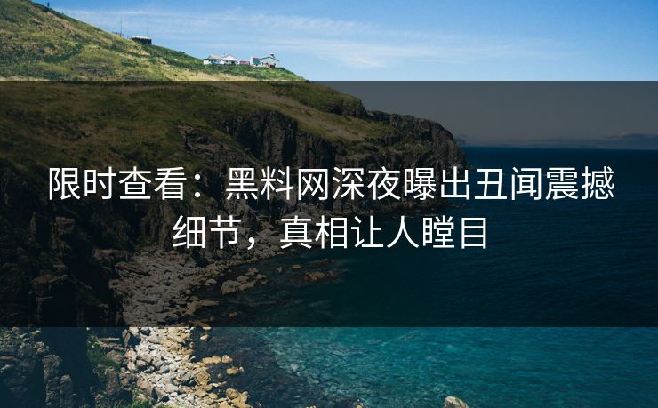 限时查看：黑料网深夜曝出丑闻震撼细节，真相让人瞠目