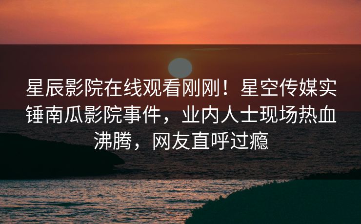 星辰影院在线观看刚刚！星空传媒实锤南瓜影院事件，业内人士现场热血沸腾，网友直呼过瘾