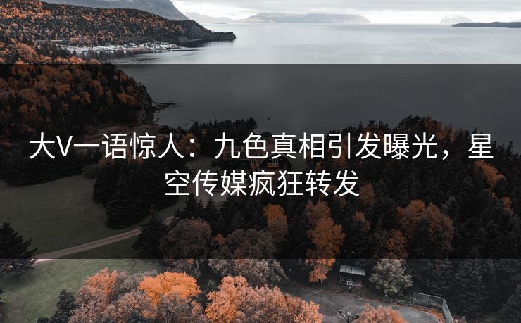 大V一语惊人：九色真相引发曝光，星空传媒疯狂转发