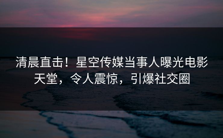 清晨直击！星空传媒当事人曝光电影天堂，令人震惊，引爆社交圈