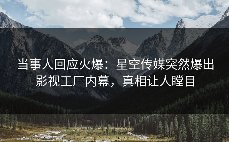 当事人回应火爆：星空传媒突然爆出影视工厂内幕，真相让人瞠目