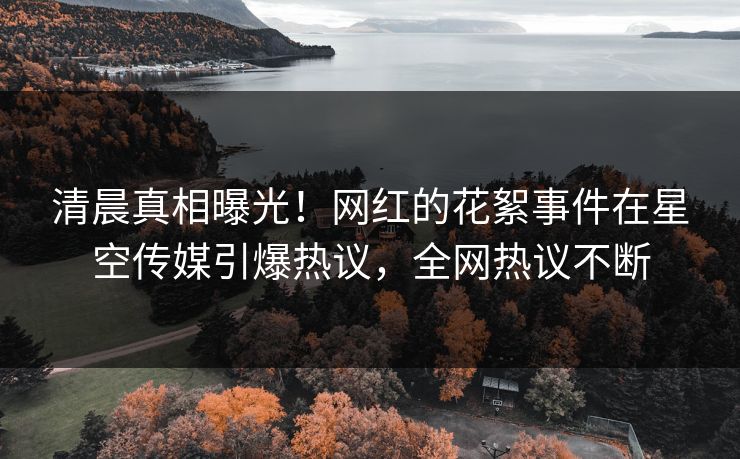 清晨真相曝光！网红的花絮事件在星空传媒引爆热议，全网热议不断