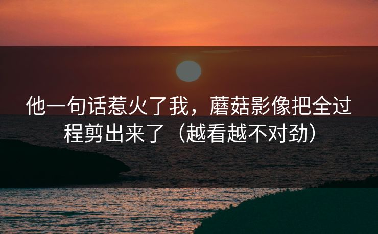 他一句话惹火了我,蘑菇影像把全过程剪出来了(越看越不对劲) 他一句话惹火了我,蘑菇影像把全过程剪出来了(越看越不对劲)